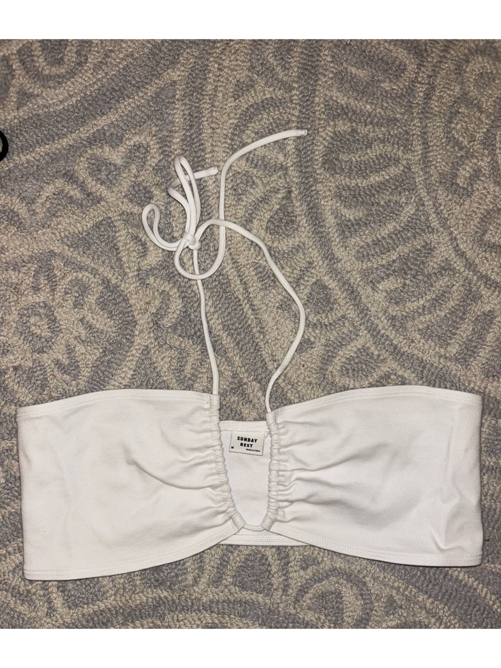 Sunday Best White Tie-Back Bandeau Crop Top